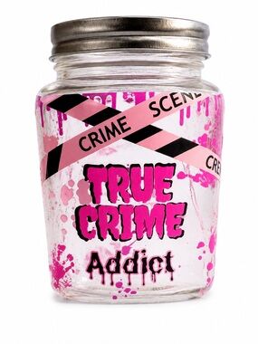 True Crime Addict Pink Graphic Glass Jar